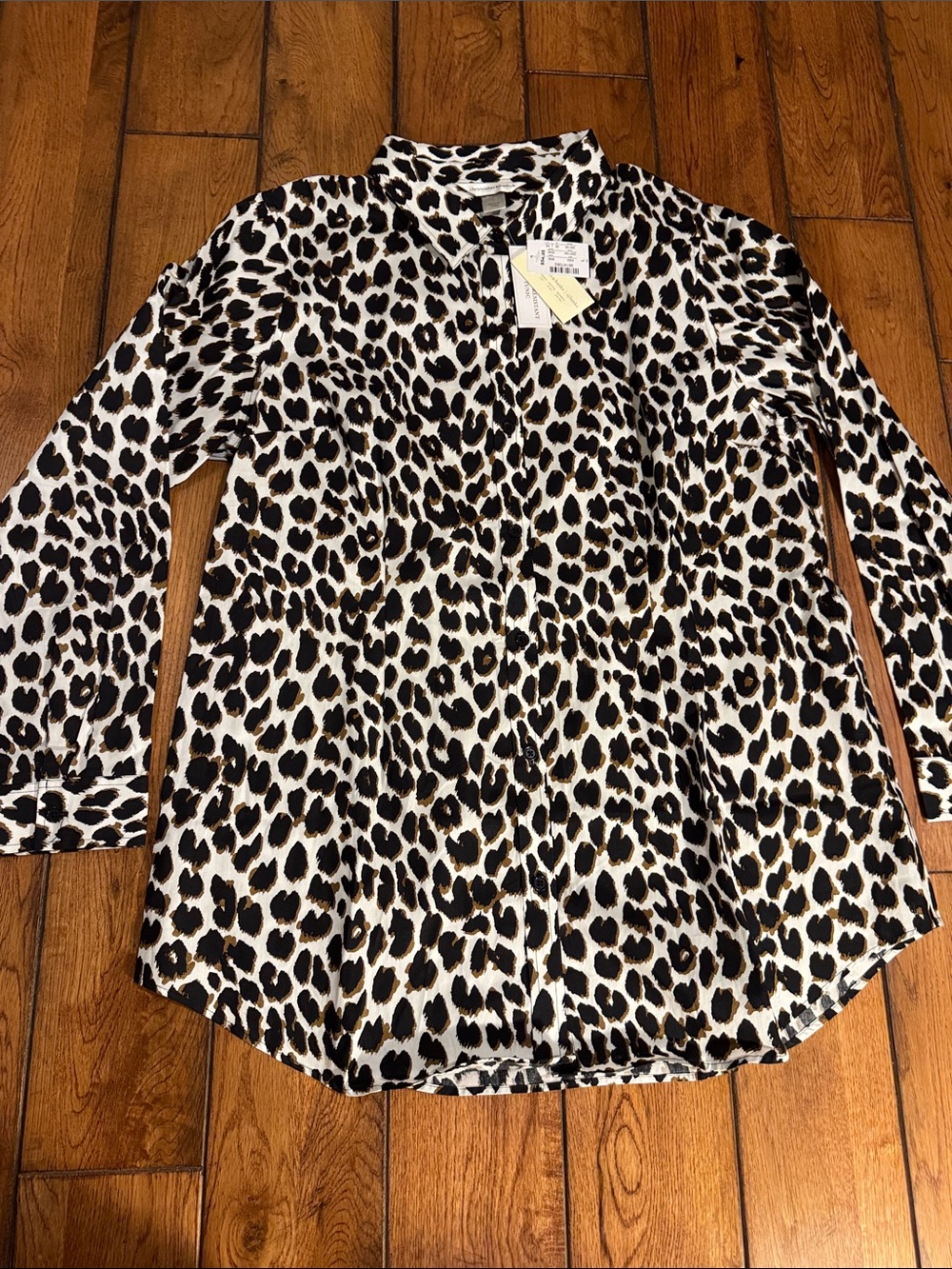 Christopher & Banks Leopard Print Button-Down Shirt - sz. L NWT